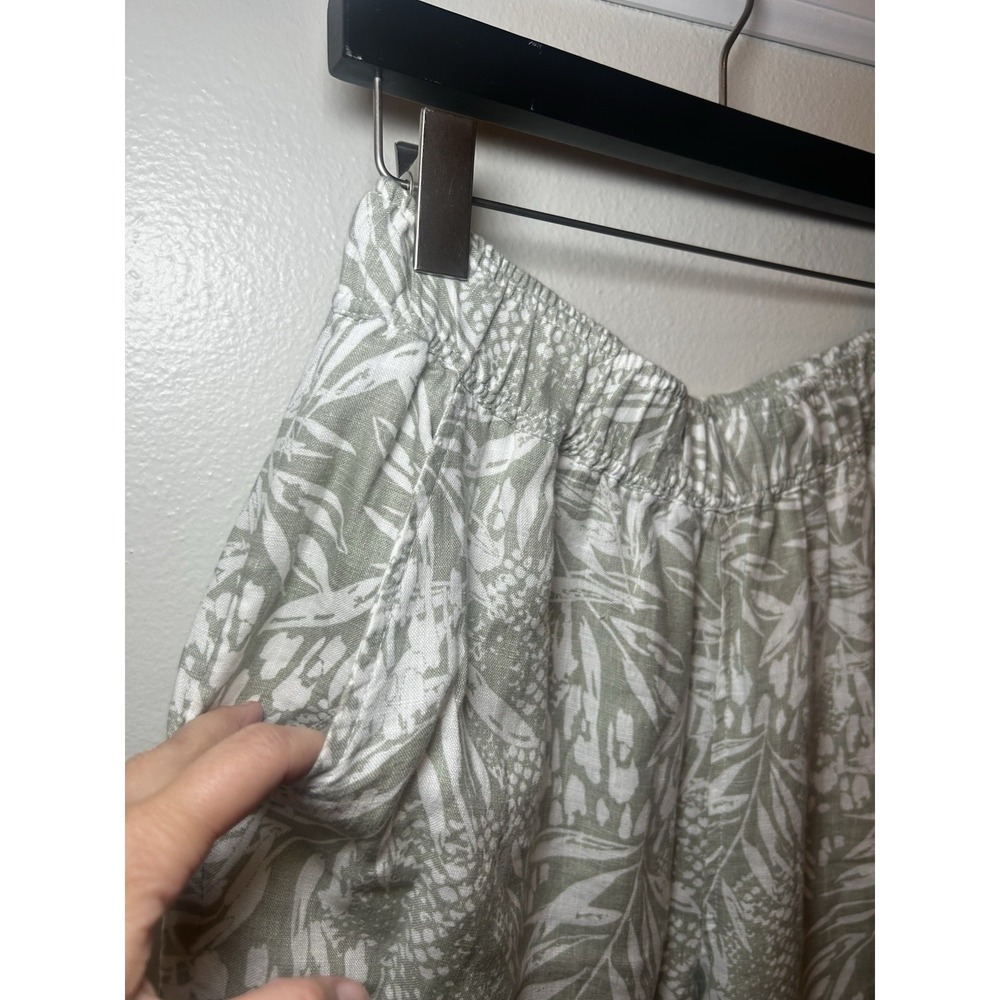 Christian Siriano Linen Pants Womens M Wide Leg Tropical Palm Leaves 100% Linen - Picture 4 of 8